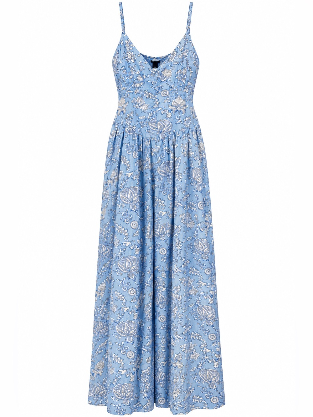 Sleeveless Blue Floral Maxi Dress